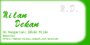 milan dekan business card